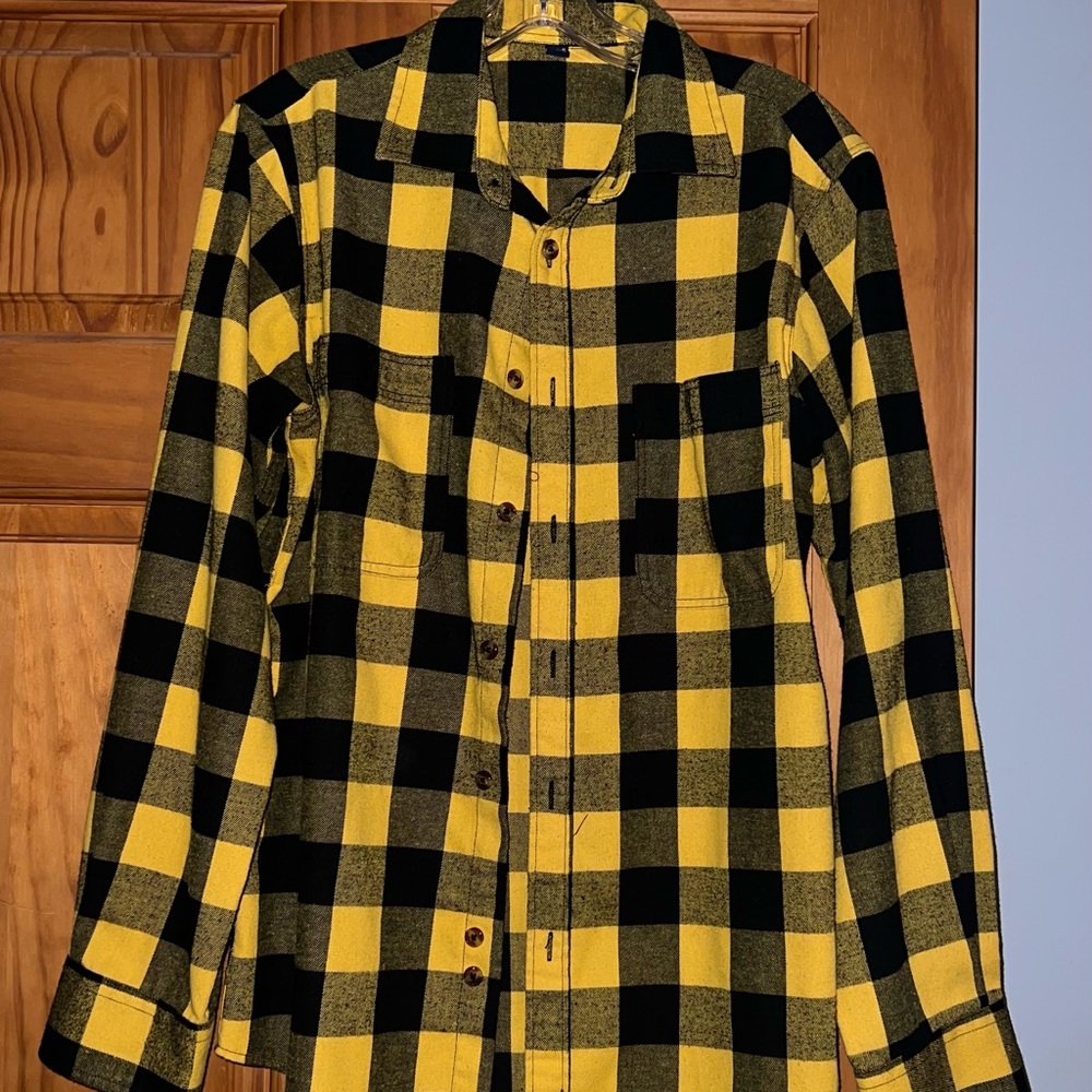 Yellow Plaid Button Down Flannel